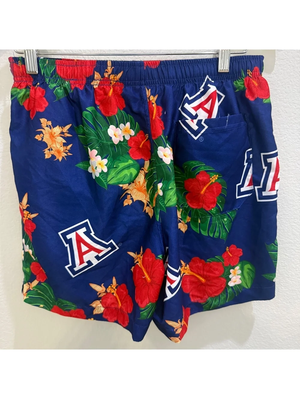 University of Arizona Floral Swim Trunks, Size Medium Hibiscus Pattern